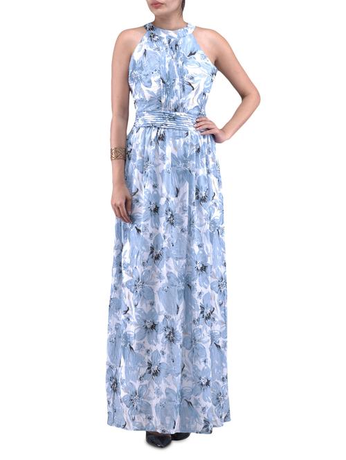 blue Crushed Georgette Printed Maxi Dress - 1164926 - Very Small Image - 1