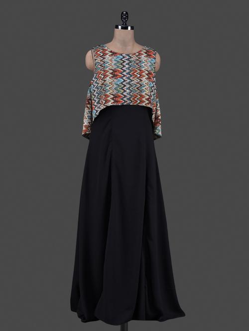 chevron print top crepe maxi dress - 1164940 - Very Small Image - 1