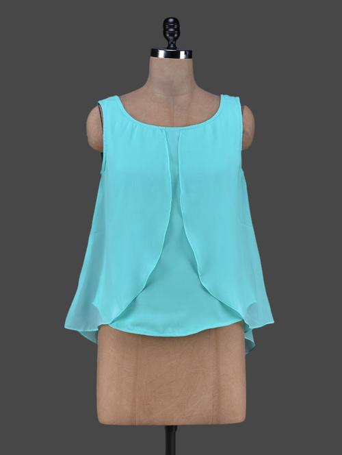 multi layered sleeveless georgette top - 1164954 - Very Small Image - 1