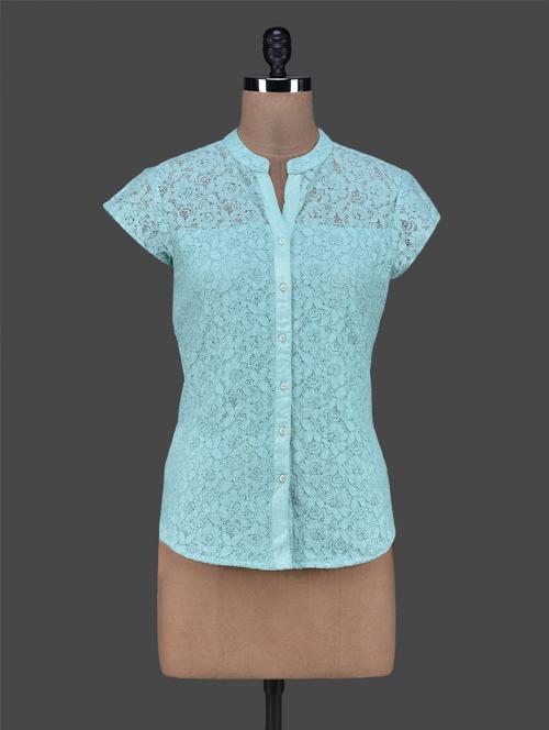 mandarin collar cotton lace short - 1165001 - Very Small Image - 1