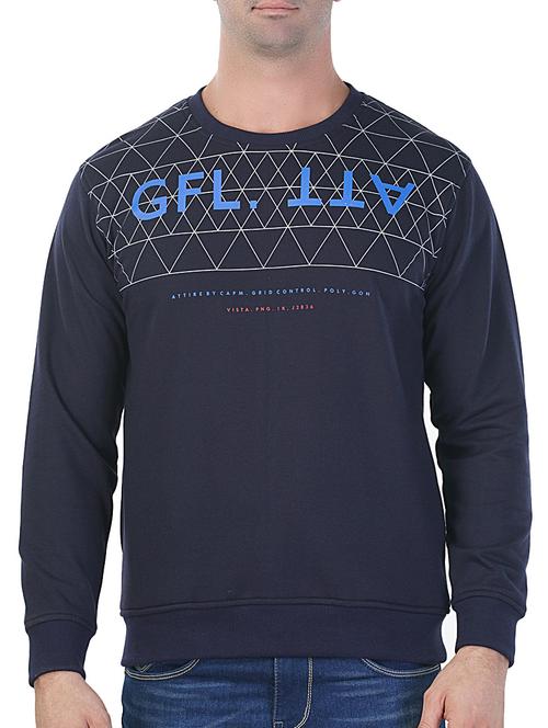 dark blue printed cotton sweatshirt - 11654525 - Very Small Image - 1