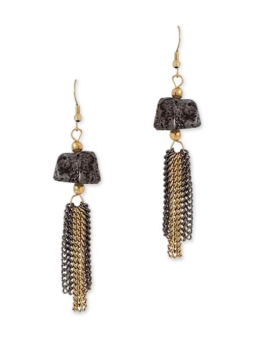 gold metal drop earrings - 11657166 - Very Small Image - 1