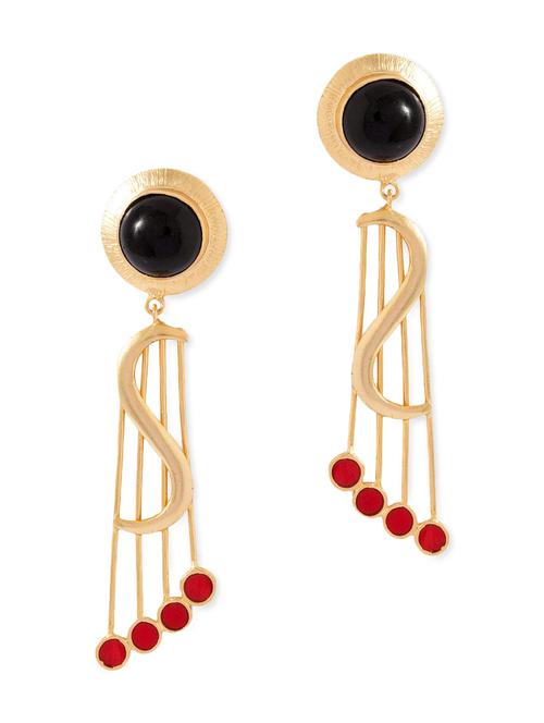 gold metal drop earrings - 11657266 - Very Small Image - 1