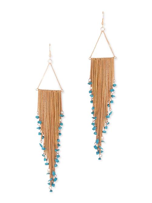 gold metal drop earrings - 11657310 - Very Small Image - 1