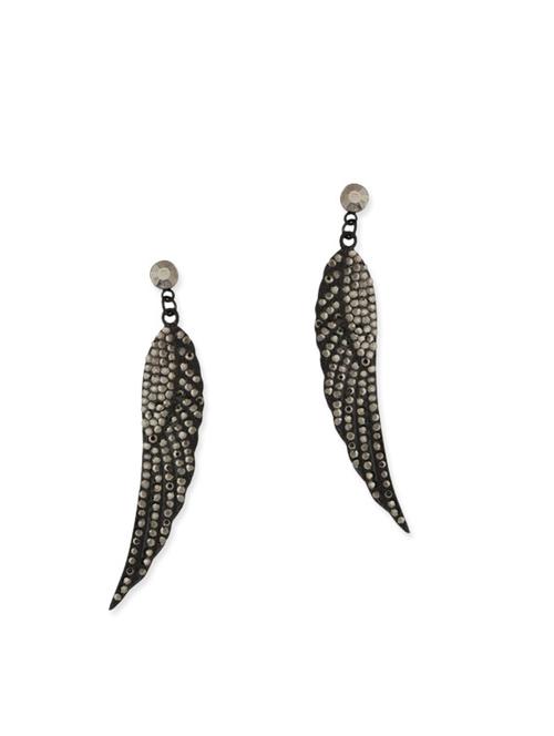 black metal drop earrings - 11657618 - Very Small Image - 1