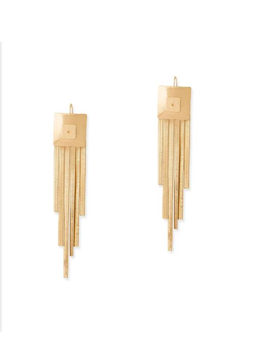 gold metal drop earrings - 11657631 - Very Small Image - 1