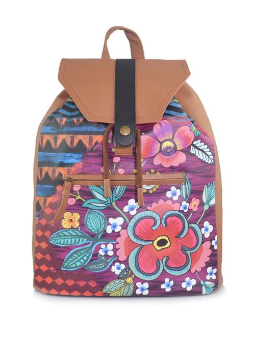 brown leatherette printed backpack - 11657816 - Very Small Image - 1