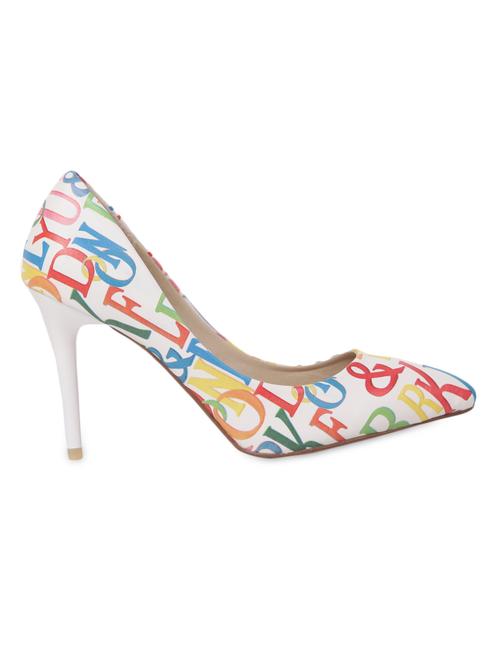white typographic printed leatherette pumps - 1166730 - Very Small Image - 1