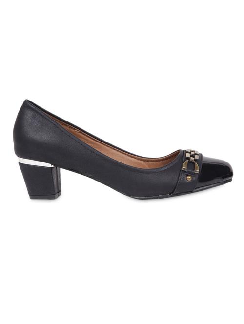 metal trim embellished glossy toe leatherette pumps - 1166772 - Very Small Image - 1