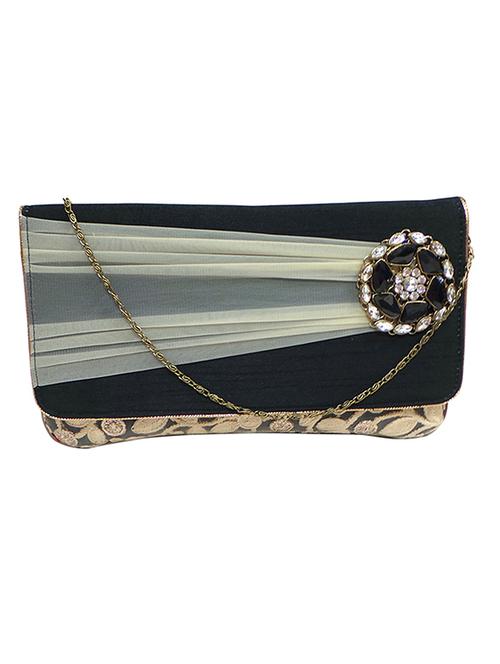 navy blue embellished silk clutch - 11669248 - Very Small Image - 1