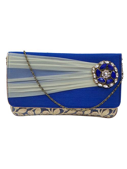 dark blue embellished silk clutch - 11669249 - Very Small Image - 1