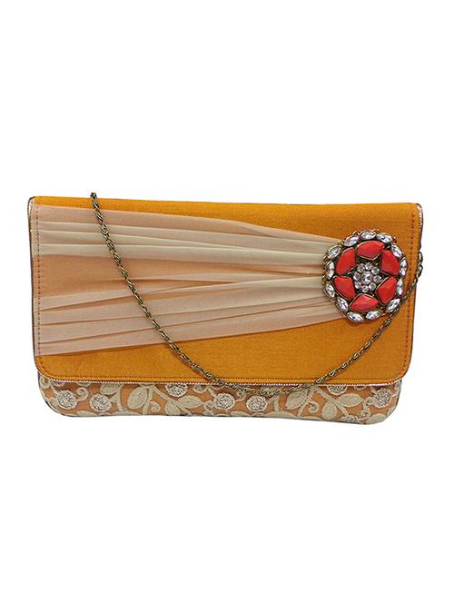 orange embellished silk clutch - 11669251 - Very Small Image - 1
