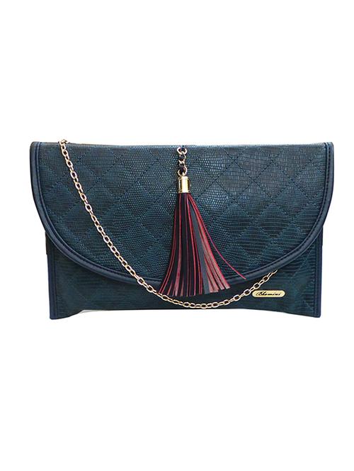 navy blue textured faux leather clutch - 11669256 - Very Small Image - 1
