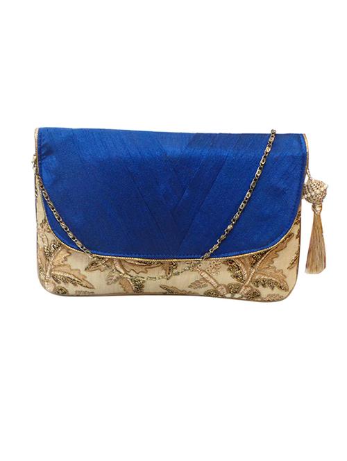 blue embroidered silk clutch - 11669296 - Very Small Image - 1