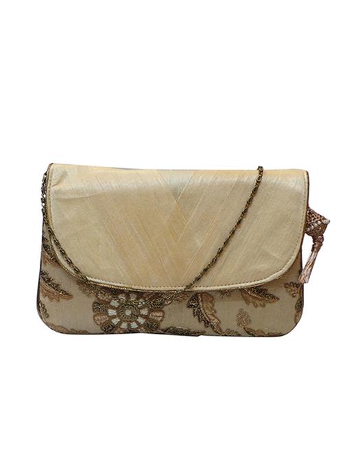 gold embroidered silk clutch - 11669298 - Very Small Image - 1