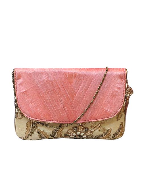 pink embroidered silk clutch - 11669300 - Very Small Image - 1