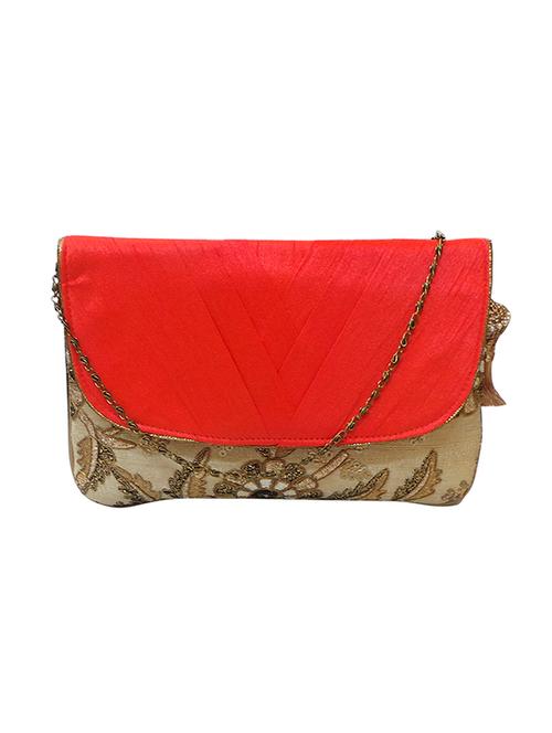 red embroidered silk clutch - 11669301 - Very Small Image - 1
