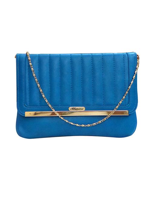 solid dark blue faux leather clutch - 11669304 - Very Small Image - 1