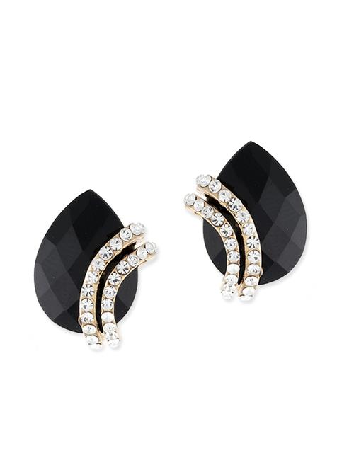 Black stone metal studs earring - 11669413 - Very Small Image - 1