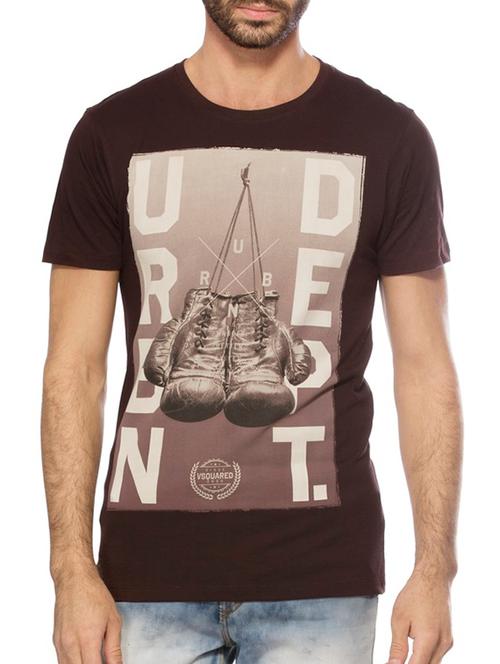 brown printed cotton t-shirt - 11669493 - Very Small Image - 1