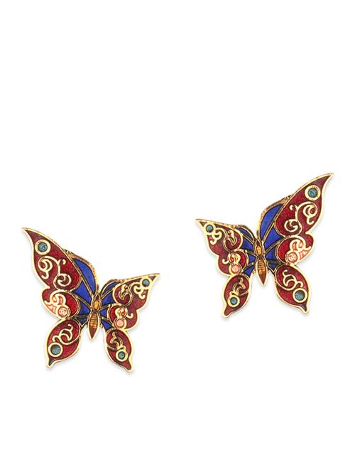 multicolored meenakari worked copper clip-on earrings - 11675810 - Very Small Image - 1