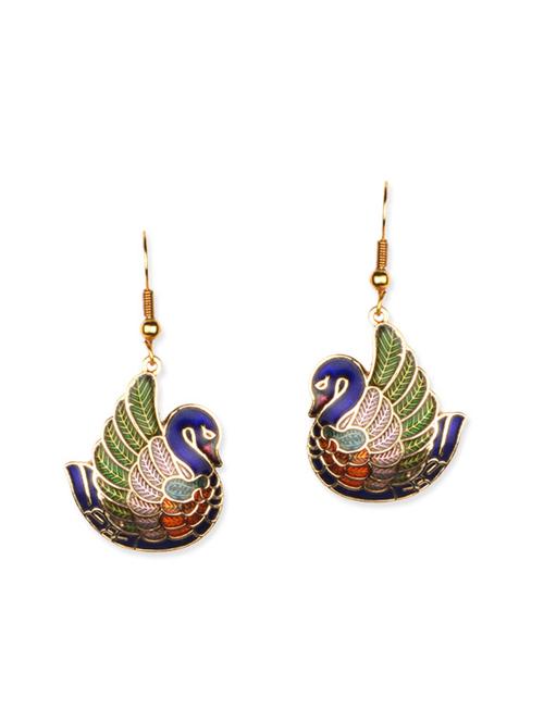 multicolored meenakari worked copper dangler earrings - 11675880 - Very Small Image - 1