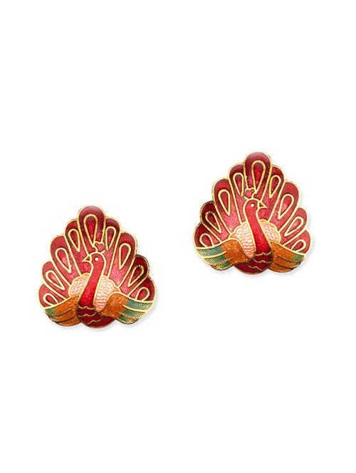red meenakari studs earrings - 11675893 - Very Small Image - 1