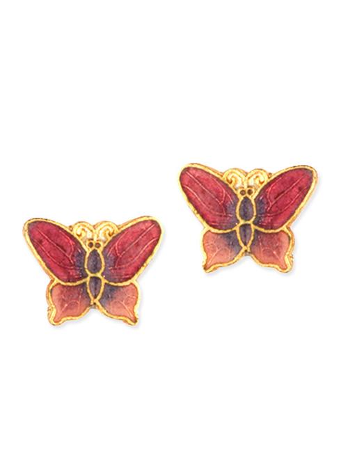 red meenakari worked copper earrings - 11675895 - Very Small Image - 1
