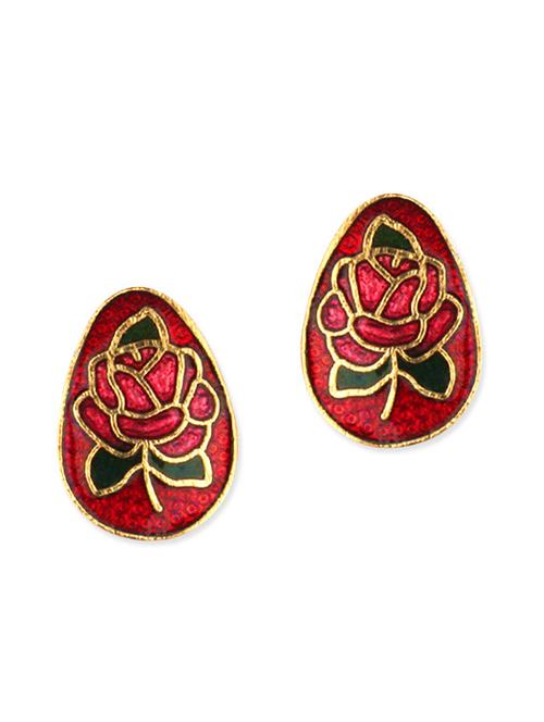 red meenakari worked copper earrings - 11675902 - Very Small Image - 1