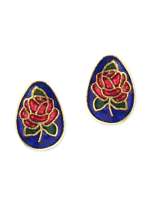 blue meenakari worked copper earrings - 11675903 - Very Small Image - 1