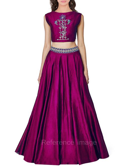 purple embroidered art silk lehenga - 11676124 - Very Small Image - 1