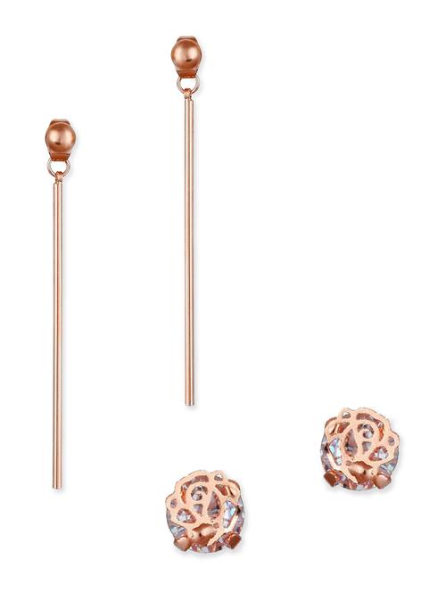 golden metal set of drop earrings and studs - 11677529 - Very Small Image - 1