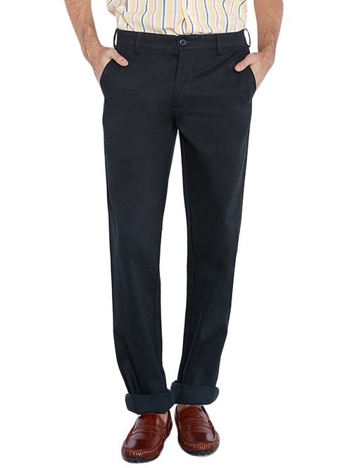 navy blue cotton casual trouser - 11679399 - Very Small Image - 1