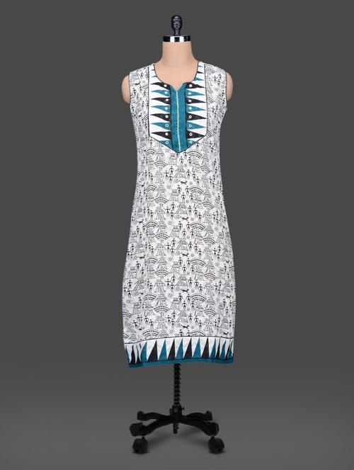 sleeveless round neck warli print kurti - 1168284 - Very Small Image - 1