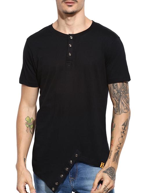 black cotton asymmetric t-shirt - 11685121 - Very Small Image - 1