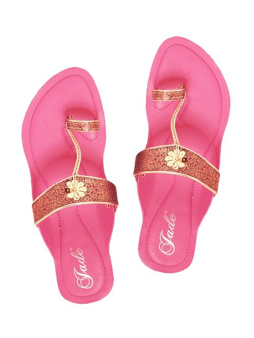 pink one toe kolhapuri - 11685827 - Very Small Image - 1