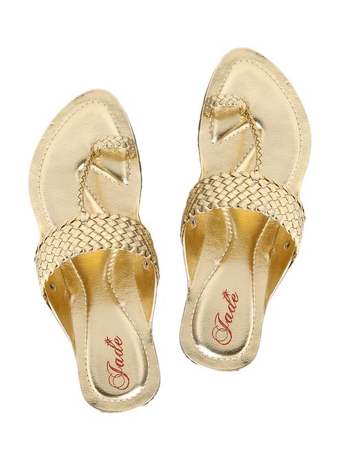 gold faux leather toe separator kolhapuris - 11685843 - Very Small Image - 1