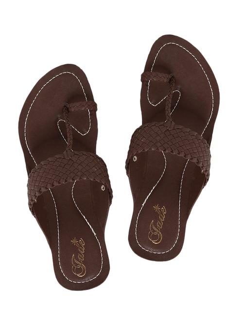 brown faux leather toe separator kolhapuris - 11685845 - Very Small Image - 1