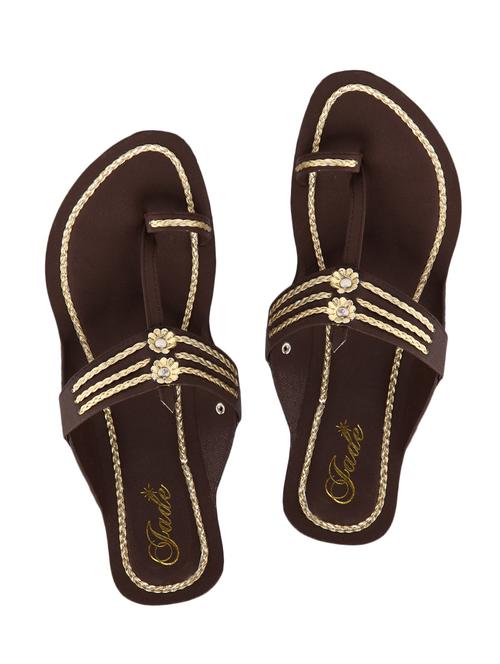 brown one toe kolhapuri - 11685856 - Very Small Image - 1