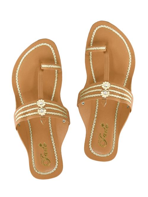 tan one toe kolhapuri - 11685857 - Very Small Image - 1