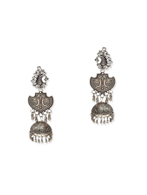 silver metal drop earrings - 11696029 - Very Small Image - 1