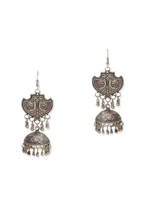silver metal drop earrings - 11696030 - Very Small Image - 1