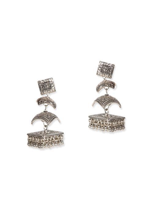silver metal drop earrings - 11696051 - Very Small Image - 1