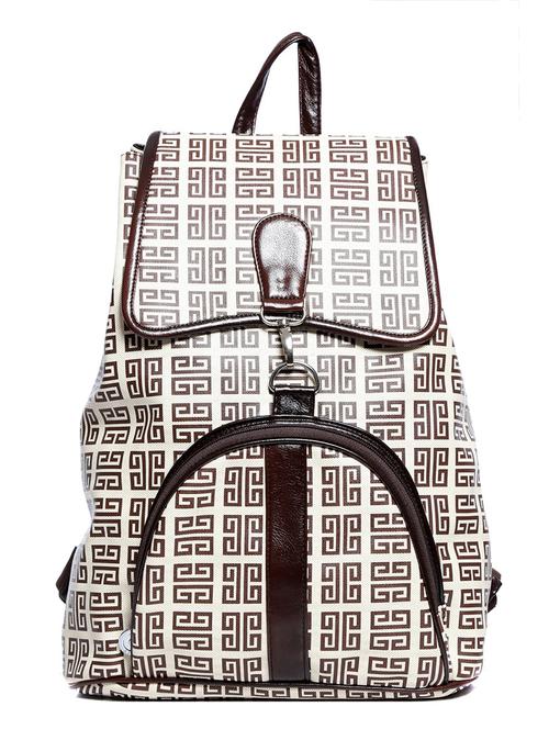 brown and cream printed leatherette backpack - 11698266 - Very Small Image - 1