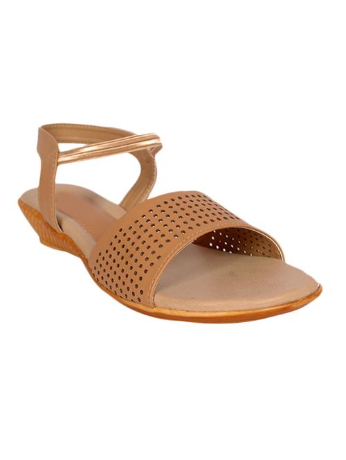 brown cutwork fabric and faux leather sandal - 11703465 - Very Small Image - 1