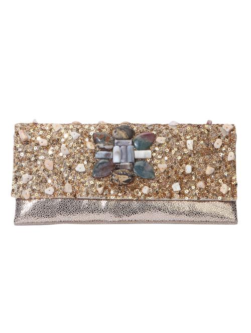 gold embellished leather clutch - 11703579 - Very Small Image - 1