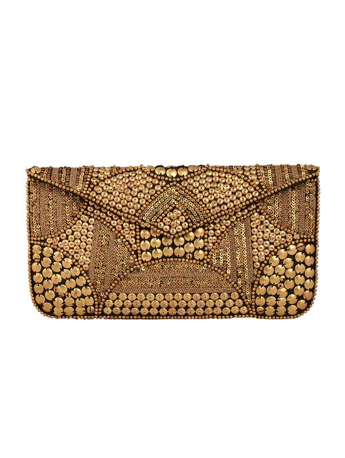 brown embellished silk clutch - 11705181 - Very Small Image - 1