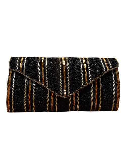black embelished faux silk clutch - 11706889 - Very Small Image - 1