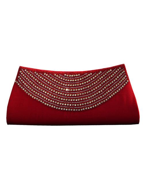 red faux silk embroidered clutch - 11706896 - Very Small Image - 1