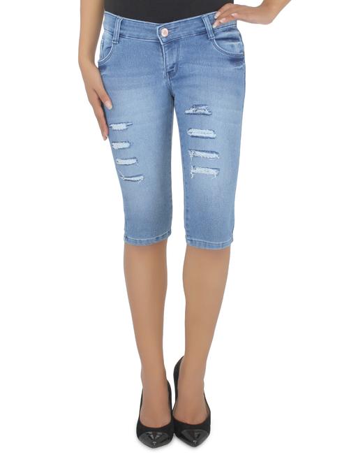 stone blue denim patchwork capri - 1171958 - Very Small Image - 1